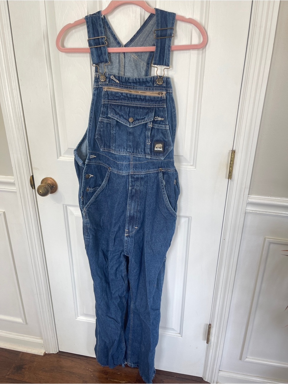 Berne Bib Overalls 32x30 Blue Med Wash Denim Workwear Farm